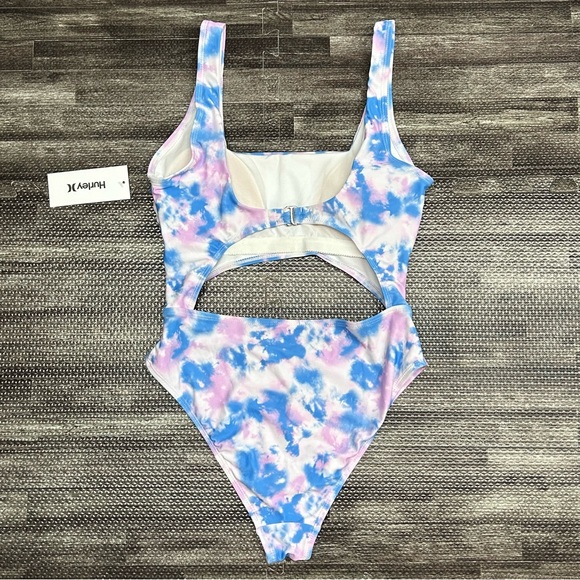 NWT Women’s Size Medium Hurley Blue & Purple Tie Dye Monokini Logo Swimsuit - Picture 4 of 11
